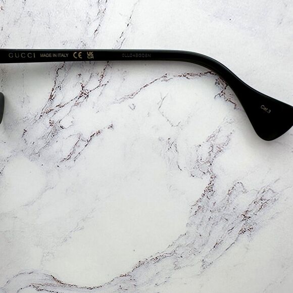 New GUCCI Sunglasses Black Oversized Square Gold Metal GG - Picture 8 of 16